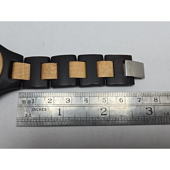 Tense Wood Watch Two Tone Maple Sandalwood Analog Quartz New Battery Womens - Picture 9 of 11